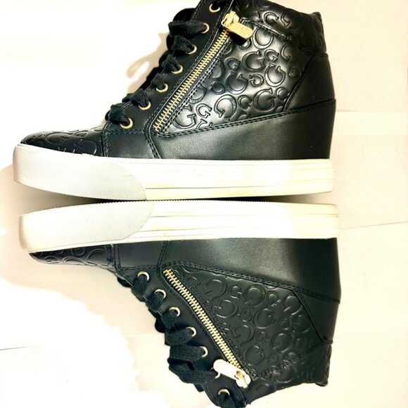 Guess Womens Bending Black Round Toe Lace Up Casual Sneaker Shoes Size 9 M - Picture 1 of 8